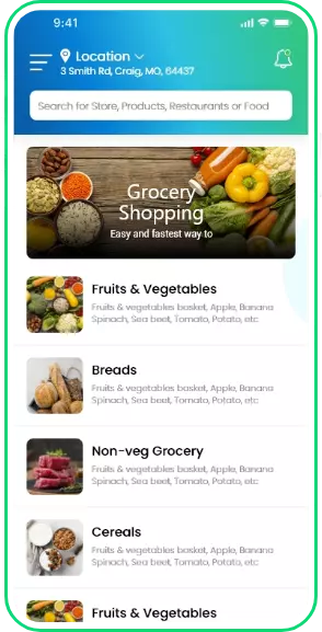 Grocery Delivery App screen